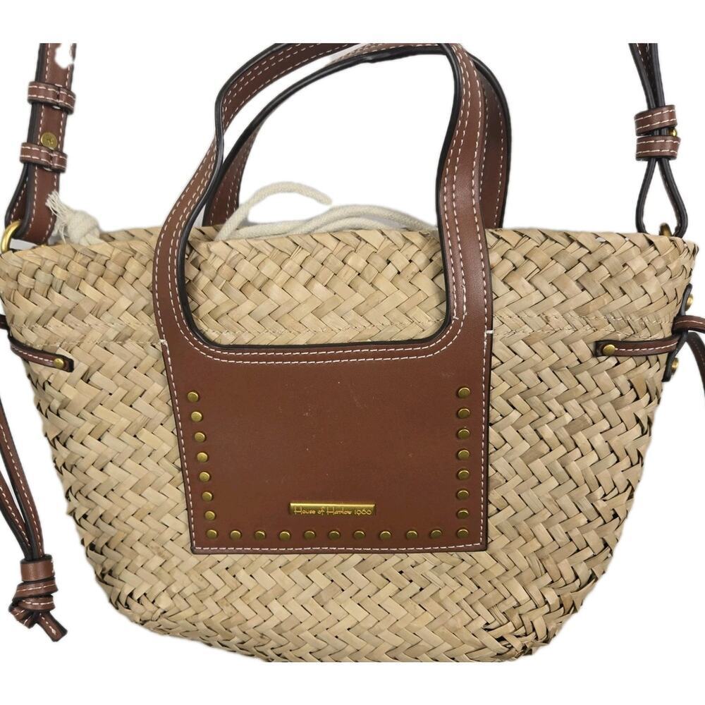 NWT HOUSE OF HARLOW 1960 STRAW CROSSBODY Bucket TOTE 12x8" COTTAGE PEASANT BOHO